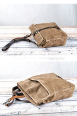 Cool Waxed Canvas Leather Mens 14'' Messenger Bag Motorcycle Side Bag Handbag For Men