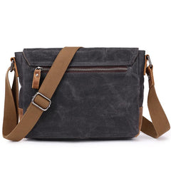 Cool Waxed Canvas Leather Mens Casual Green Gray Motorcycle Side Bag Messenger Bag Backpack For Men