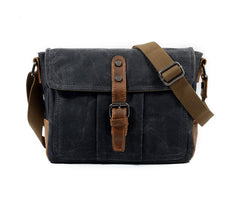 Cool Waxed Canvas Leather Mens Casual Green Gray Motorcycle Side Bag Messenger Bag Backpack For Men