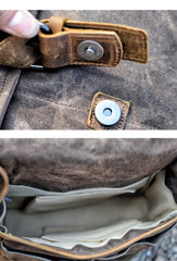 Cool Waxed Canvas Leather Mens Casual Waterproof Messenger Bag Camera Bag Side Bag For Men - imessengerbags