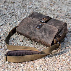 Cool Waxed Canvas Leather Mens Casual Waterproof Messenger Bag Camera Bag Side Bag For Men - imessengerbags