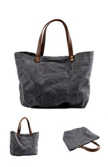 Cool Canvas Leather Mens Casual Waterproof Tote Bag Shoulder Bag Tote Purse For Men - imessengerbags