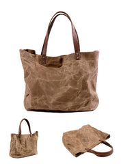 Cool Canvas Leather Mens Casual Waterproof Tote Bag Shoulder Bag Tote Purse For Men - imessengerbags