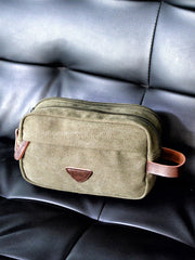 Cool Canvas Leather Mens Black Clutch Bag Mini Green Phone Bag Wristlet Bag For Men - imessengerbags