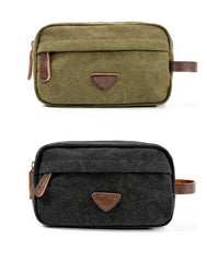 Cool Canvas Leather Mens Black Clutch Bag Mini Green Phone Bag Wristlet Bag For Men - imessengerbags