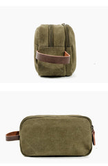 Cool Canvas Leather Mens Black Clutch Bag Mini Green Phone Bag Wristlet Bag For Men - imessengerbags