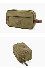 Cool Canvas Leather Mens Black Clutch Bag Mini Green Phone Bag Wristlet Bag For Men - imessengerbags