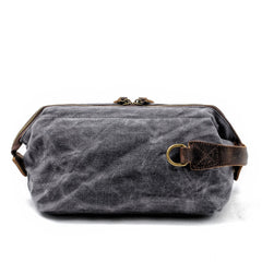 Cool Waxed Canvas Leather Mens Black Clutch Bag Handbag Phone Bag Wash Bag For Men - imessengerbags
