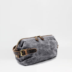 Cool Waxed Canvas Leather Mens Black Clutch Bag Handbag Phone Bag Wash Bag For Men - imessengerbags