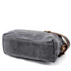 Cool Waxed Canvas Leather Mens Black Clutch Bag Handbag Phone Bag Wash Bag For Men - imessengerbags