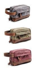 Cool Canvas Leather Mens Clutch Bag Handbag Storage Bag Wash Bag For Men - imessengerbags