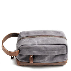 Cool Canvas Leather Mens Clutch Bag Handbag Storage Bag Wash Bag For Men - imessengerbags