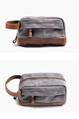 Cool Canvas Leather Mens Clutch Bag Handbag Storage Bag Wash Bag For Men - imessengerbags