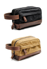 Cool Canvas Leather Mens Clutch Bag Handbag Storage Bag Wash Bag For Men - imessengerbags