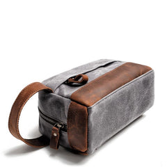 Cool Canvas Leather Mens Clutch Bag Handbag Storage Bag Wash Bag For Men - imessengerbags