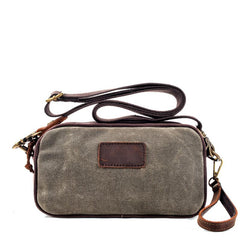 Cool Canvas Mens Green Clutch Bag Mini Side Bag Gray Small Messenger Bag For Men - imessengerbags