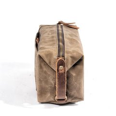 Waxed Canvas Leather Mens Clutch Bag Waterproof Handbag Storage Bag Wash Bag For Men - imessengerbags
