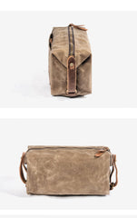 Waxed Canvas Leather Mens Clutch Bag Waterproof Handbag Storage Bag Wash Bag For Men - imessengerbags