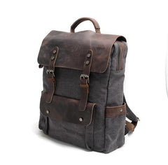Cool Canvas Leather Mens 15'' College Gray Computer Backpack Travel Backpack for Men - imessengerbags