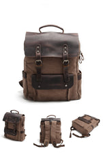 Cool Canvas Leather Mens 15'' College Gray Computer Backpack Travel Backpack for Men - imessengerbags