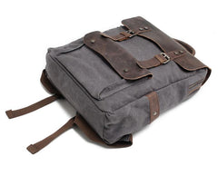 Cool Canvas Leather Mens 15'' College Gray Computer Backpack Travel Backpack for Men - imessengerbags