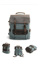 Cool Canvas Leather Mens 15'' College Gray Computer Backpack Travel Backpack for Men - imessengerbags
