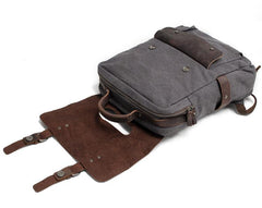 Cool Canvas Leather Mens 15'' College Gray Computer Backpack Travel Backpack for Men - imessengerbags