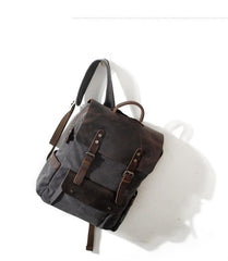 Cool Canvas Leather Mens 15'' College Gray Computer Backpack Travel Backpack for Men - imessengerbags