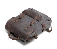 Cool Canvas Leather Mens 15'' College Gray Computer Backpack Travel Backpack for Men - imessengerbags
