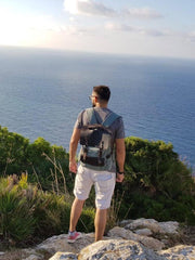Cool Canvas Leather Mens 15'' College Gray Computer Backpack Travel Backpack for Men - imessengerbags