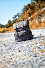 Cool Canvas Leather Mens 15'' College Gray Computer Backpack Travel Backpack for Men - imessengerbags