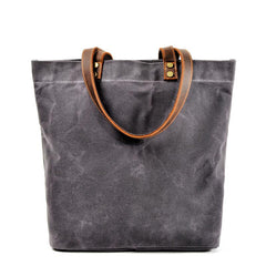 Cool Canvas Leather Mens Large Gray Canvas Handbags Tote Bag Shoulder Bag Tote Purse For Men - imessengerbags