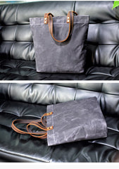 Cool Canvas Leather Mens Large Gray Canvas Handbags Tote Bag Shoulder Bag Tote Purse For Men - imessengerbags