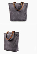 Cool Canvas Leather Mens Large Gray Canvas Handbags Tote Bag Shoulder Bag Tote Purse For Men - imessengerbags