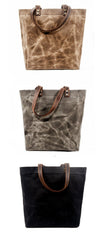 Cool Canvas Leather Mens Large Gray Canvas Handbags Tote Bag Shoulder Bag Tote Purse For Men - imessengerbags