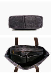 Cool Canvas Leather Mens Large Gray Canvas Handbags Tote Bag Shoulder Bag Tote Purse For Men - imessengerbags