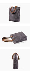 Cool Canvas Leather Mens Large Gray Canvas Handbags Tote Bag Shoulder Bag Tote Purse For Men - imessengerbags
