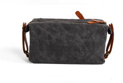 Cool Canvas Leather Mens Large Clutch Bag Handbag Storage Bag Wash Bag For Men - imessengerbags
