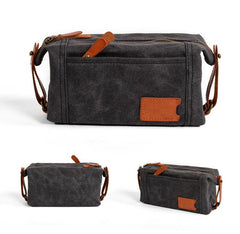 Cool Canvas Leather Mens Large Clutch Bag Handbag Storage Bag Wash Bag For Men - imessengerbags