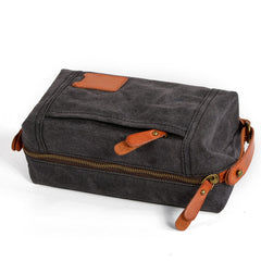 Cool Canvas Leather Mens Large Clutch Bag Handbag Storage Bag Wash Bag For Men - imessengerbags