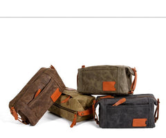 Cool Canvas Leather Mens Large Clutch Bag Handbag Storage Bag Wash Bag For Men - imessengerbags