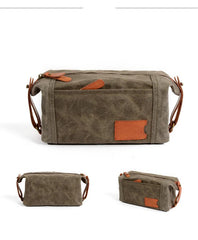 Cool Canvas Leather Mens Large Clutch Bag Handbag Storage Bag Wash Bag For Men - imessengerbags