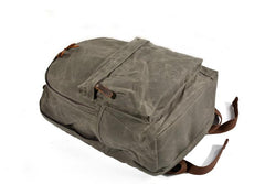 Waxed Canvas Mens Large College 14'' Computer Black Backpack Travel Backpack for Men - imessengerbags