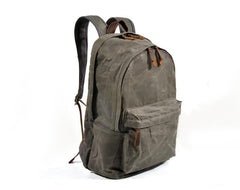 Waxed Canvas Mens Large College 14'' Computer Black Backpack Travel Backpack for Men - imessengerbags