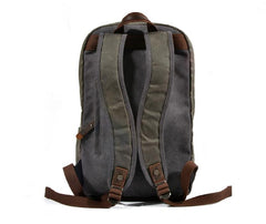 Waxed Canvas Mens Large College 14'' Computer Black Backpack Travel Backpack for Men - imessengerbags