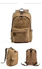 Waxed Canvas Mens Large College 14'' Computer Black Backpack Travel Backpack for Men - imessengerbags