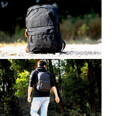 Waxed Canvas Mens Large College 14'' Computer Black Backpack Travel Backpack for Men - imessengerbags