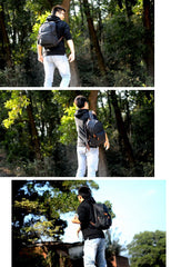 Waxed Canvas Mens Large College 14'' Computer Black Backpack Travel Backpack for Men - imessengerbags