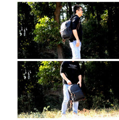 Waxed Canvas Mens Large College 14'' Computer Black Backpack Travel Backpack for Men - imessengerbags