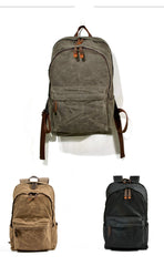 Waxed Canvas Mens Large College 14'' Computer Black Backpack Travel Backpack for Men - imessengerbags